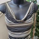 Press  & Bastyan Women Striped Acetate Cowl Neck Sleeveless Knee Length Dress 14 Photo 4