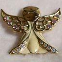 Liz Claiborne  Angel White Enamel Rhinestone Jewels Silver& Gold Tone Pin/Brooch Photo 0