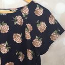 The Loft  NWT Navy Blue Rose Sheer Blouse Photo 1