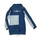 One Teaspoon * Mixed Denim Long Jean Jacket Womens XS Drawstring Zip Off Sleeve Photo 1