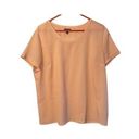 Talbots  Shirt Women's Size 16 Blouse Peach Short Sleeve Polyester Career Work Photo 0