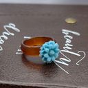 Daisy Baby Blue  Floral Brown Agate Bohemian Size 7 Ring Photo 5