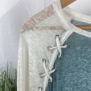 Fitz + Eddi  Blue & Ivory Long Sleeve Tee T Shirt L Photo 2