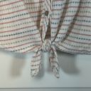 Paper Crane Women's  Stripe Gray Pink Tie Front Knit Button Down Top Size Large Photo 2