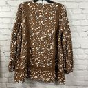 Lands'End Lands’ End Print Keyhole Tunic Top Floral Lace Eyelet Accent Brown White XL (18) Photo 3