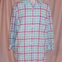 SO Blue Purple Plaid Check  Button Front 3/4 Sleeve Cotton Shirt. Size XL. Photo 0