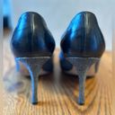 Manolo Blahnik  Black Leather and Grey Tweed Fabric Heel Pumps Photo 2