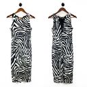 White House | Black Market WHBM Zebra Print Jersey Knit Midi Dress w/ Lace Up Small Photo 2