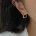 18K Gold Plated Twist Small Hoop Earrings for Women Photo 3