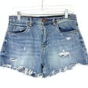 BLANK NYC  Women's Sz 28 Blue Cut Off Denim Short Distressed High Rise Photo 0