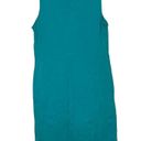 Talbots  Rib Round Neck Shift Midi Dress Women 10 Sleeveless Stretch Teal Green Photo 7