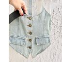 LIONESS NWT  NYC Sleeveleess Halter T-Back Vest Crop Top Faded Denim Women AU6/XS Photo 3