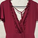 Lulus Lulu’s Pour the Champagne Burgundy Ruffled Backless Maxi dress Photo 6