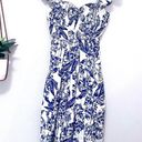 Abercrombie & Fitch NWT  Blue White Floral Ruffle Strap Smocked Midi Dress S Photo 2