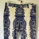 ZARA  White Blue Scroll Floral Straight Leg Business Casual Ankle Pants size 4 Photo 6