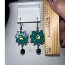 Daisy Vintage Enameled and Rhinestone Bead  Dangle Earrings Photo 3