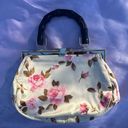 Banana Republic  100% silk wood rose floral, pink, gold hardware handle bag purse Photo 3