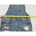 American Eagle  Bib Overall Shorts Sz S Distressed Blue Denim Shortalls 4”’inseam Photo 11