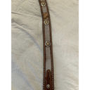 Vintage Hand Tooled Leather Belt Western Size 34 Silver Buckle Authentic Boho Brown Photo 3