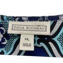 Dana Buchman  Women's XL Blue Black Floral Print Button Down Top Blouse Photo 3