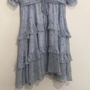 The Clothing Company  size large ruffle baby blue dress v neck shirt sleeve girly Photo 1