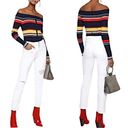 frame denim Frame Striped Off The Shoulder Sweater in Navy Multi Photo 1