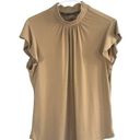 Ny&co NY &  7th Avenue Beige Mock Neck Short Flutter Sleeve Blouse Women Sz L Photo 0