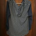 J. JILL Linen Cotton Hooded Tunic in Navy and White Stripe Women’s Size L Size L Photo 4