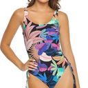 PilyQ  BLACK FLORAL Aralia Lace Up Reversible Lola One Pice Swimsuit Photo 0