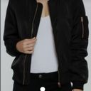 Love Tree  Black Sheen Bomber Jacket with Sleeve Zip Accent size Medium Photo 10