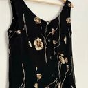 Vintage Basic Editions Black Floral Tie Front Button Back Scoop Neck 90s Y2K 8 Photo 6