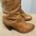 Frye Vintage  Boots Womens 5.5 Crissie Tall Brown Leather Mid Heel Block Zip USA Photo 3