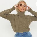 Pretty Little Thing  Petite Khaki Roll Neck Crop Turtleneck Sweater Size S Photo 0