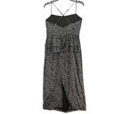 J.Crew  Maxi Slip Dress Womens 4 Black Silk Starry Sky Ruffle Back Slit Elegant Photo 5