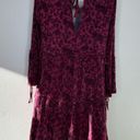 American Eagle  Size Medium Boho Tiered Long Sleeve Dress maroon floral print Photo 4