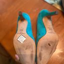 Jimmy Choo AUTHENTIC  Green Teal Designer Pumps Heels Real Leather Size 39 US 8.5 Photo 7