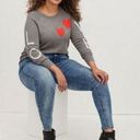 Torrid  Love Hearts Gray Red Long Raglan Sleeves Pullover Crew Sweater Top Size 4 Photo 0