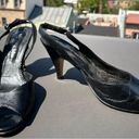 Vintage 90s Viento & Marea black leather slingback heels, size 7 retro chic Y2K Photo 2