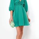 Tuckernuck  Hyacinth House Emerald Green XS Ruched V-Neck Genevieve Mini Dress Photo 0