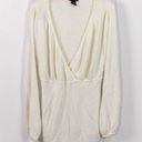 Lane Bryant Faux Wrap Front Tie Back Cream Sweater Photo 0