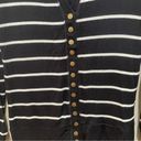 Zenana Outfitters  V- Neck Snap Front Black & White Striped Cardigan Size Small Photo 7