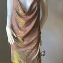 SheIn Sexy Draped Backless Split Hem Metallic Halter Dress size Large  New with tags  Slit on the sides  Stretchy  Measurements are provided in pictures Photo 3