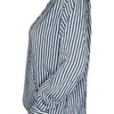 Bishop and Young  Shirt Womens Small Blue White Stripe Surplice Neck Work Casual Photo 2