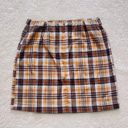 love on a hanger Mustard Yellow and Brown Plaid Miniskirt Photo 1