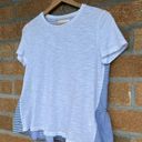 Kate Spade  Broome Street White Blue Striped Peplum Ruffle Tee medium Photo 3