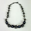 Vintage Blue  Rhinestone Floral Choker Necklace Photo 0