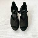 Eileen Fisher  Wylee Black Suede Peep Toe Platform Wedge Heel Sandals 7 Photo 3