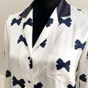 Kate Spade  White Satin Bow Print Button Down Pajama Top XS Photo 3