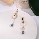 Crystal Moon Tassel Dangle Drop Earrings for Women Gold Photo 2