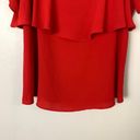 Bobeau  Red Cold Shoulder Ruffle Top Blouse Adjustable Shoulder Straps Size Small Photo 4